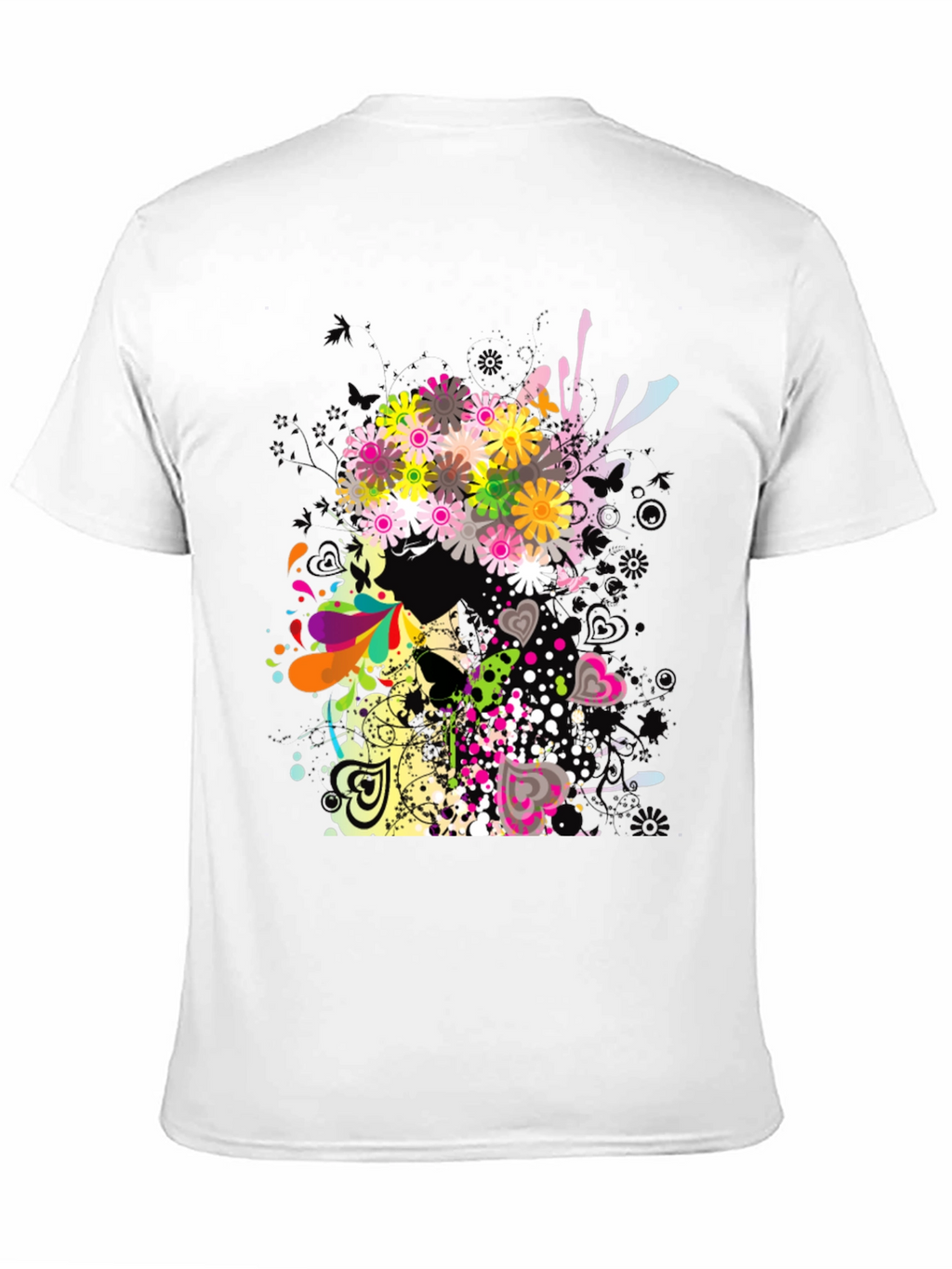 Floral Skull Graphic Black T-Shirt