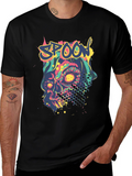Spoon Skull Graphic Tee - Trendy Mens Black T-Shirt