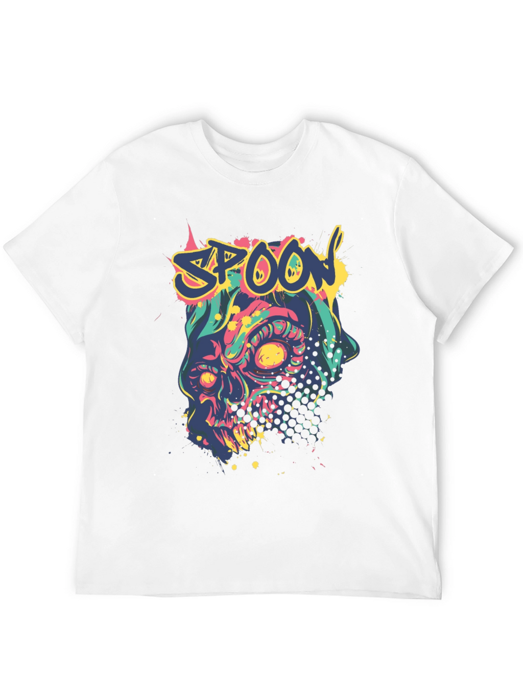 Spoon Skull Graphic Tee - Trendy Mens Black T-Shirt