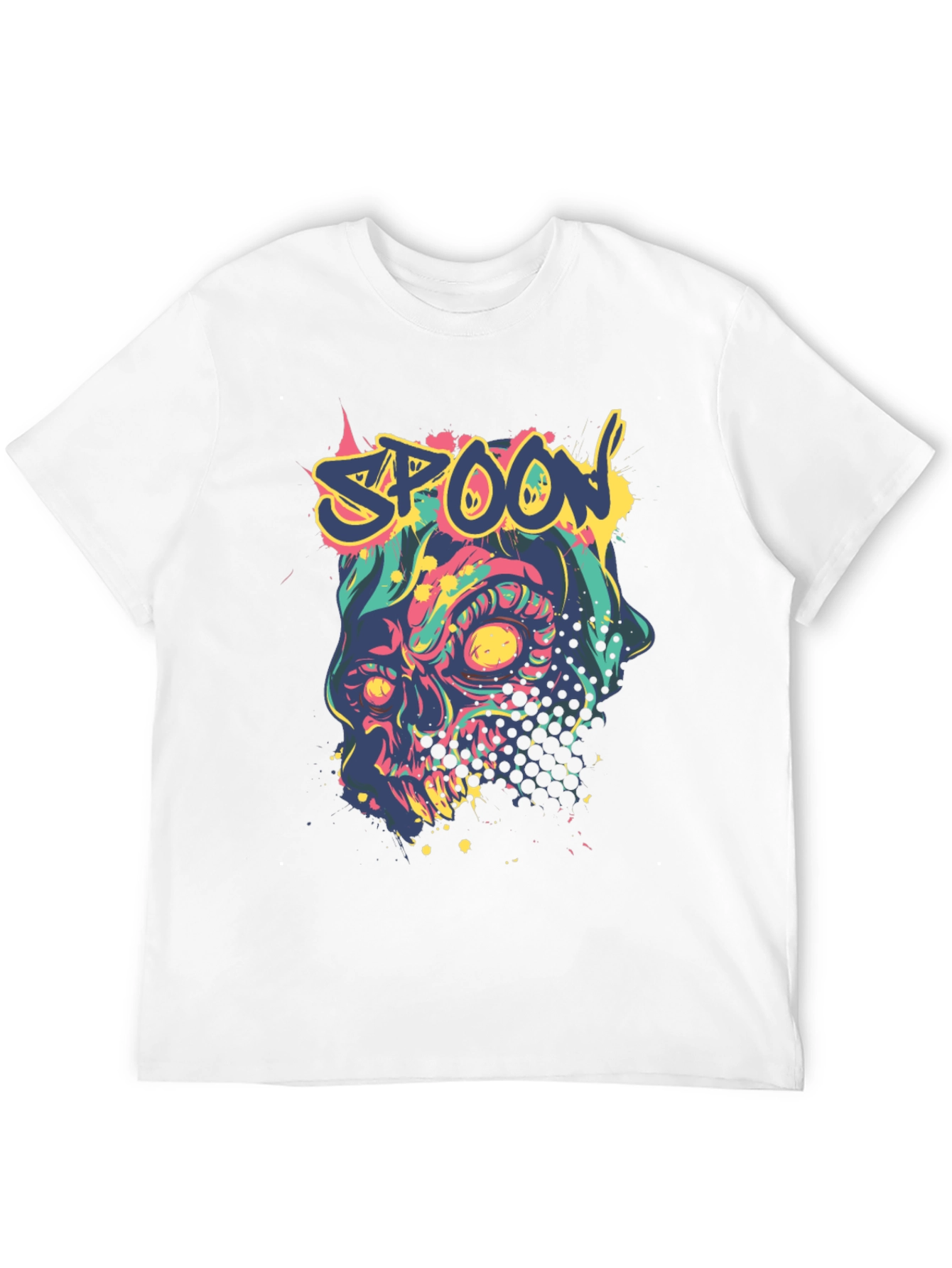 Spoon Skull Graphic Tee - Trendy Mens Black T-Shirt