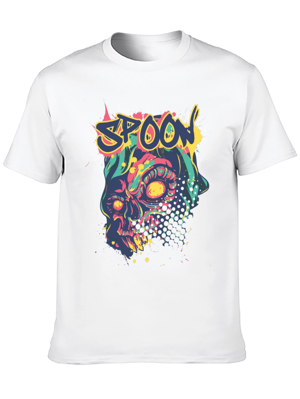 Spoon Skull Graphic Tee - Trendy Mens Black T-Shirt