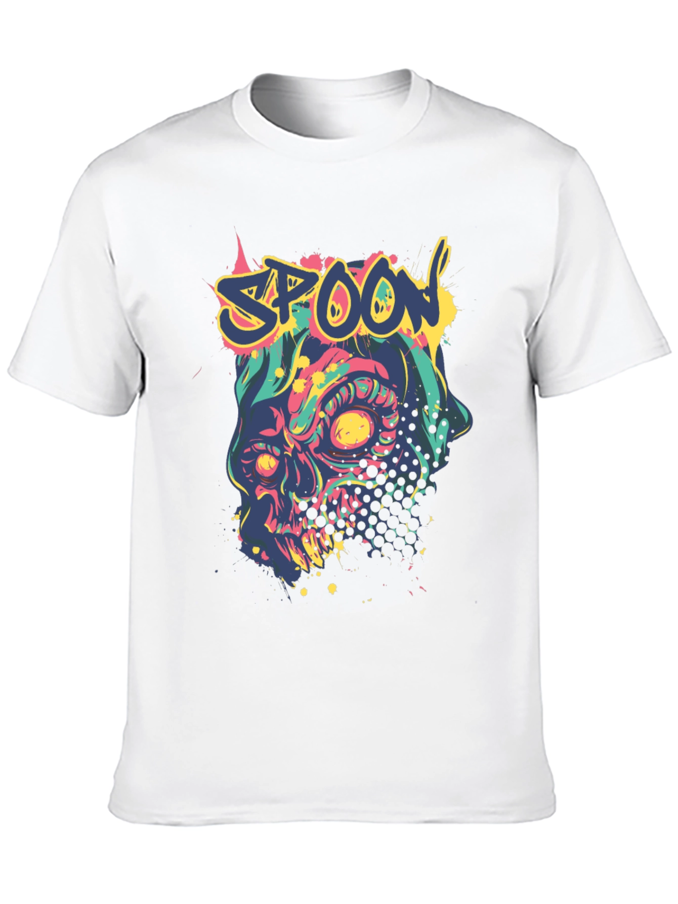Spoon Skull Graphic Tee - Trendy Mens Black T-Shirt