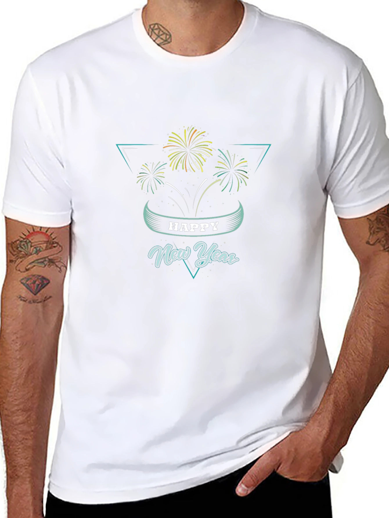 Happy New Year Fireworks Graphic Tee