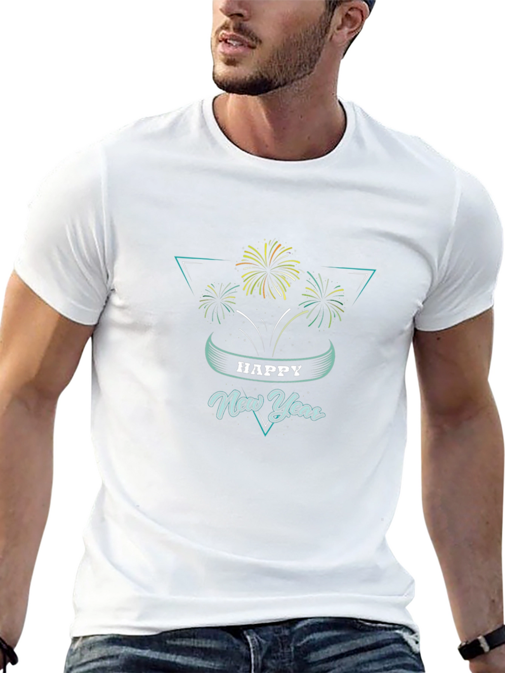 Happy New Year Fireworks Graphic Tee