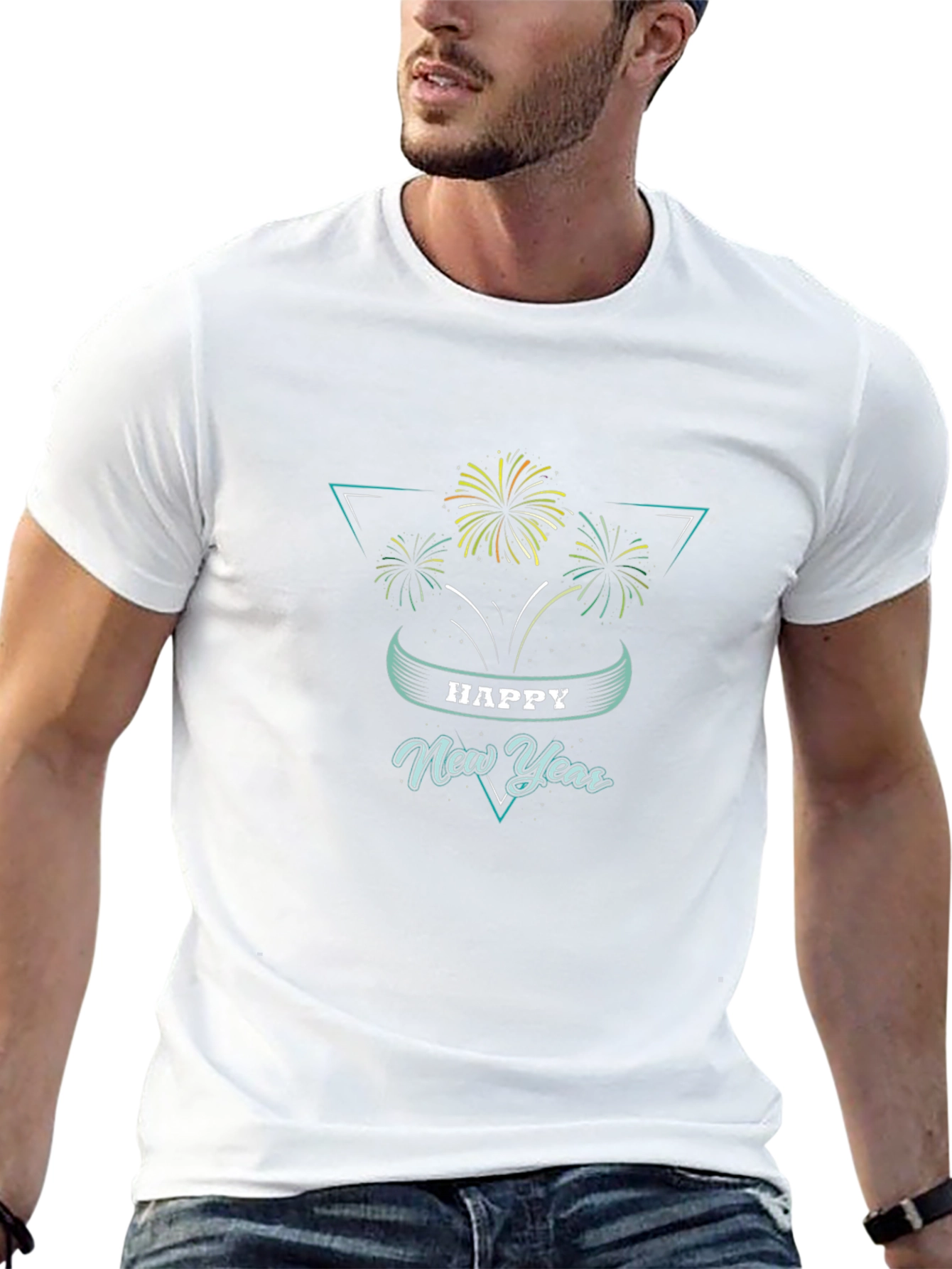 Happy New Year Fireworks Graphic Tee