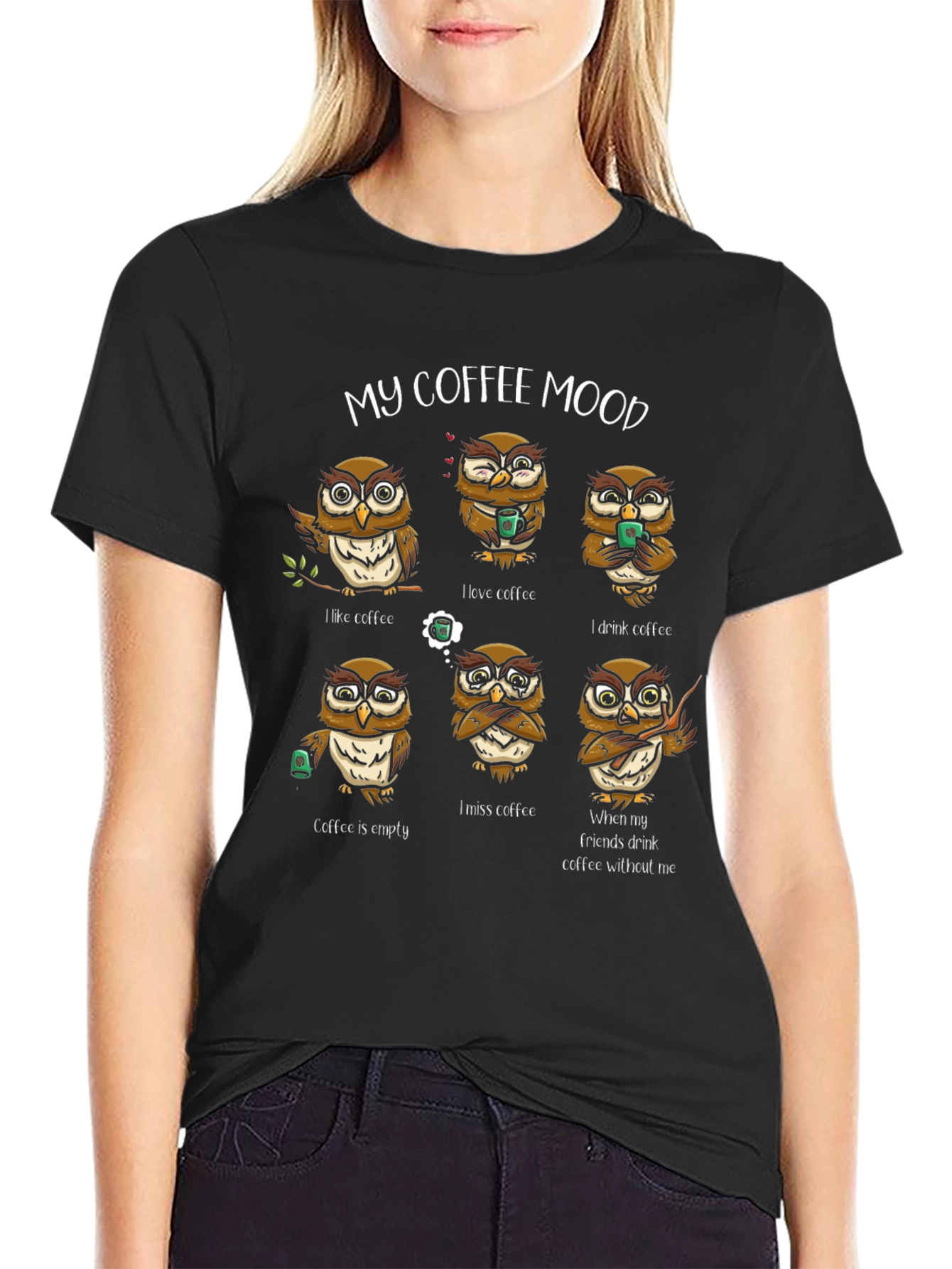My Coffee Mood Owl Graphic T-Shirt