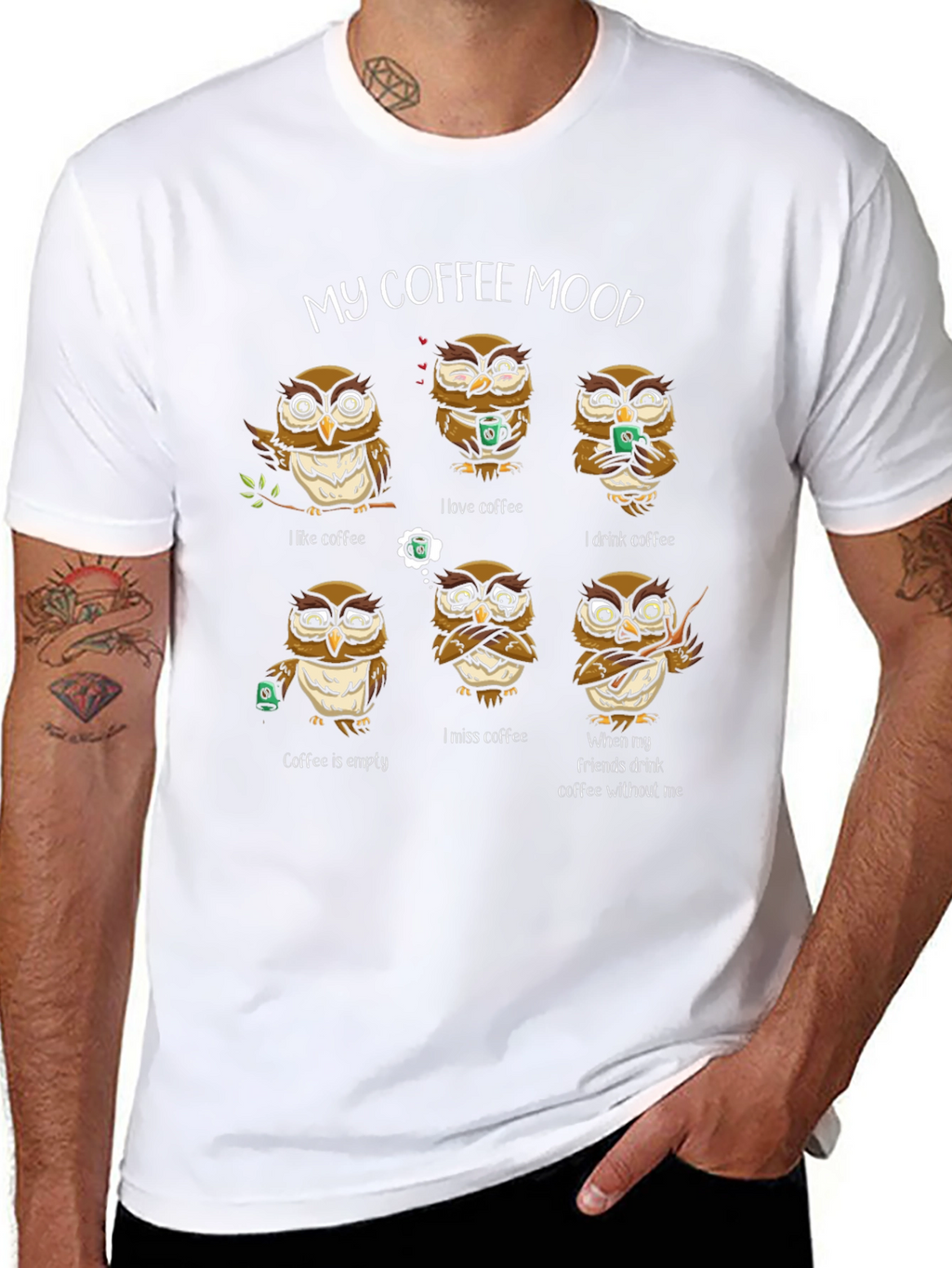 My Coffee Mood Owl Graphic T-Shirt