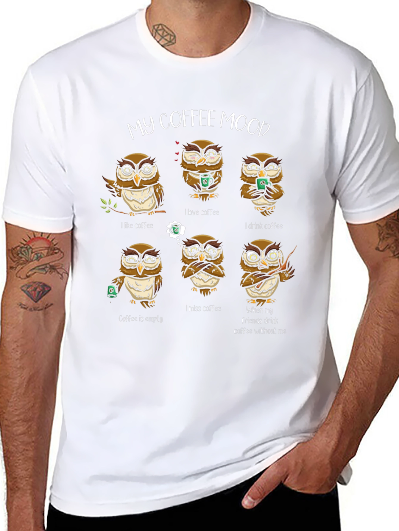 My Coffee Mood Owl Graphic T-Shirt