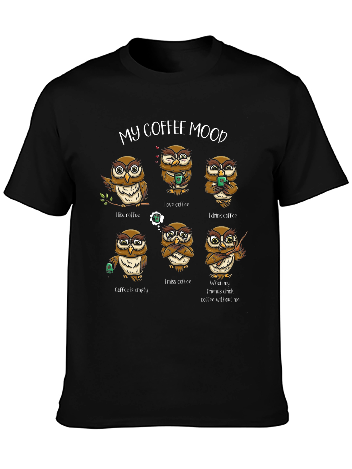 My Coffee Mood Owl Graphic T-Shirt