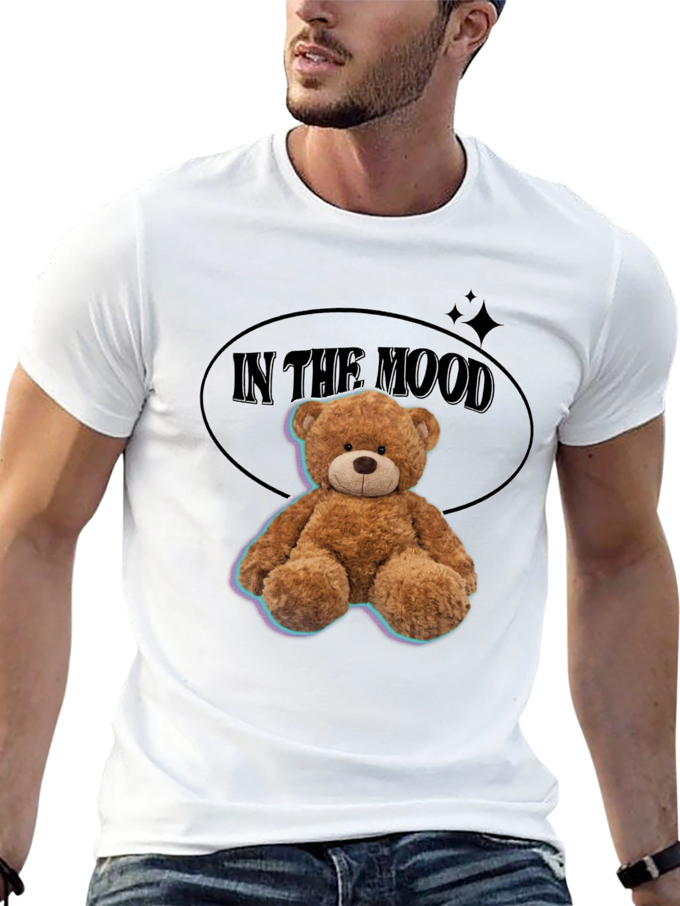 In The Mood Teddy Bear Black T-Shirt
