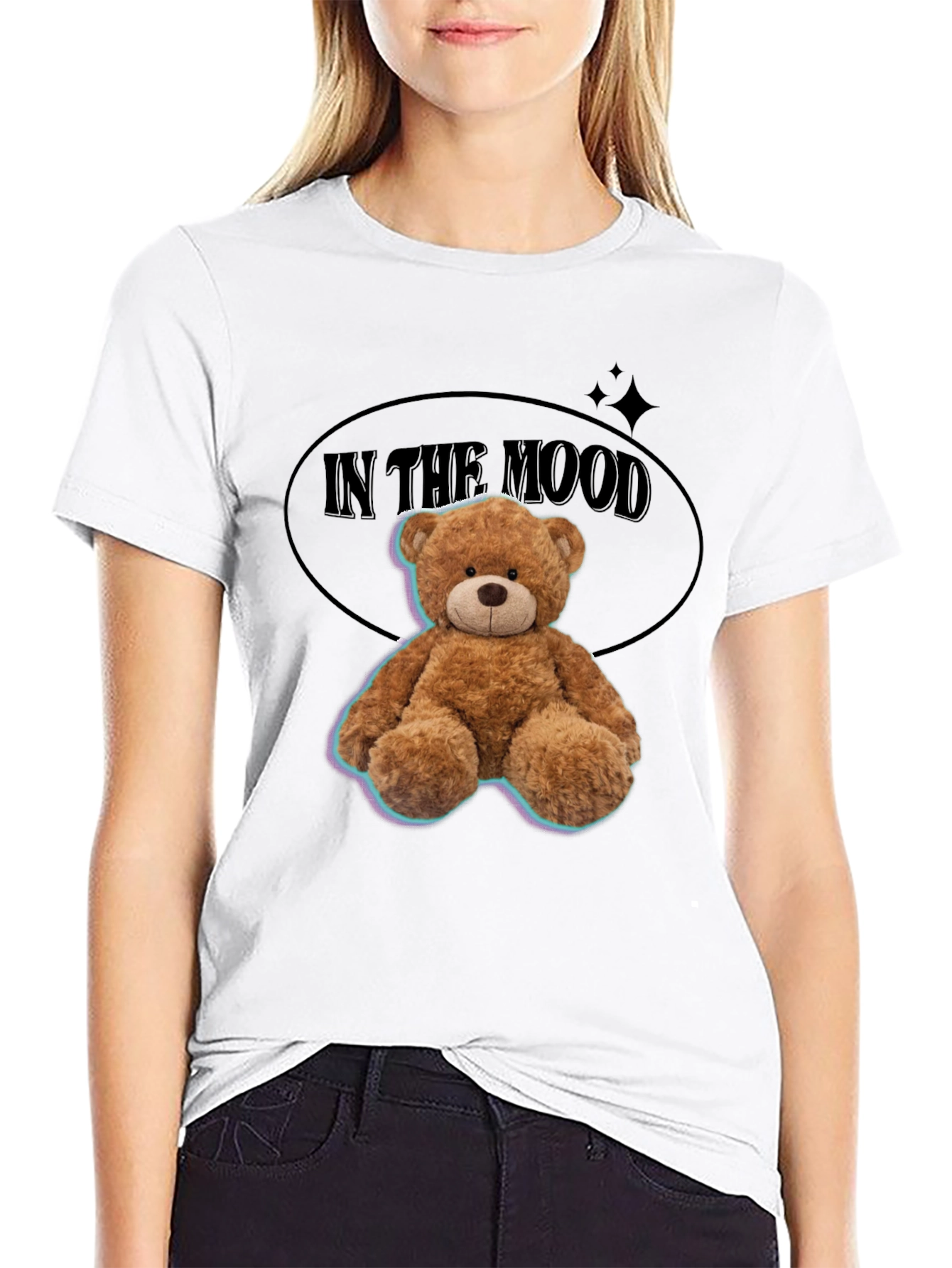 In The Mood Teddy Bear Black T-Shirt