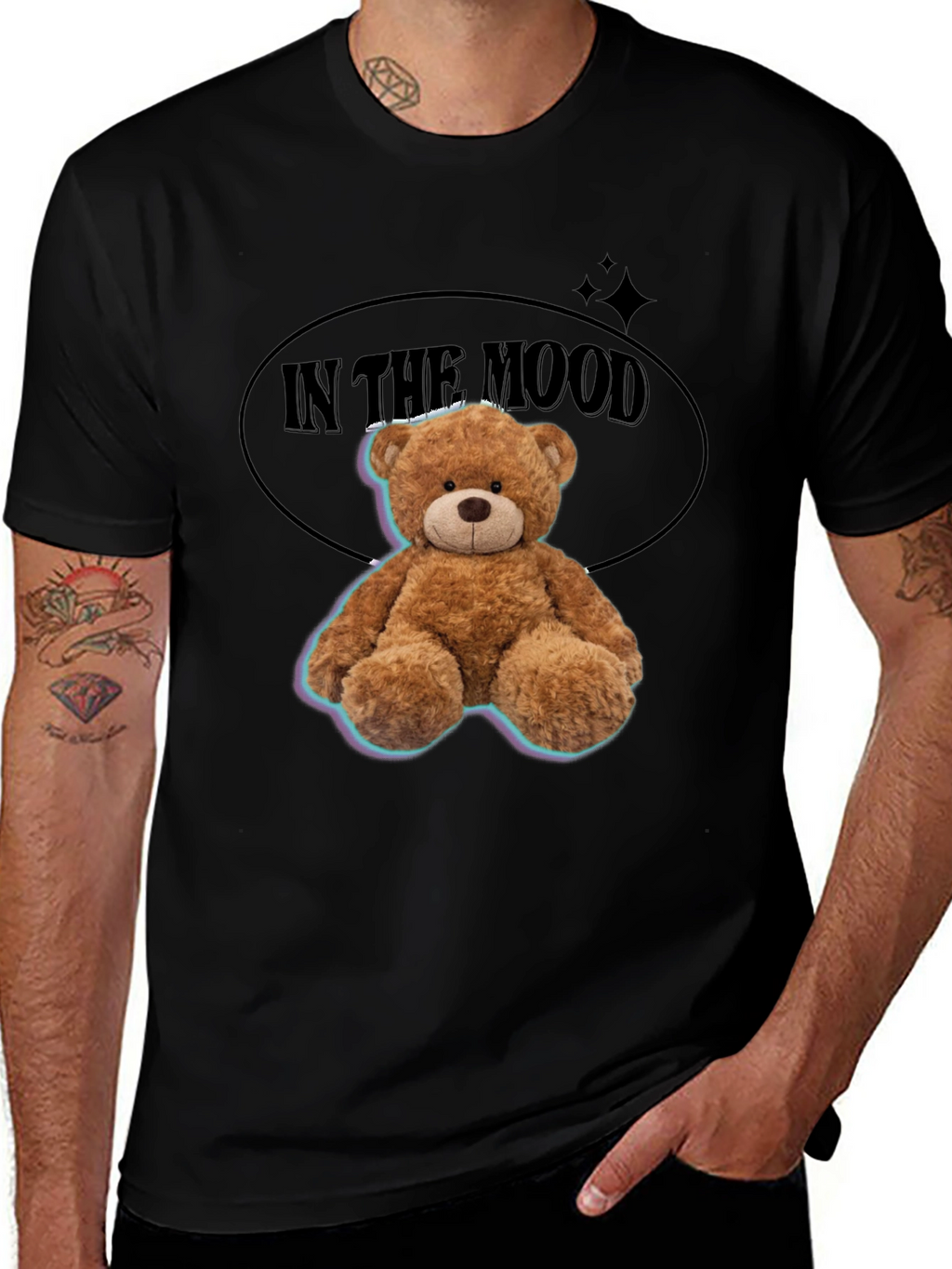 In The Mood Teddy Bear Black T-Shirt