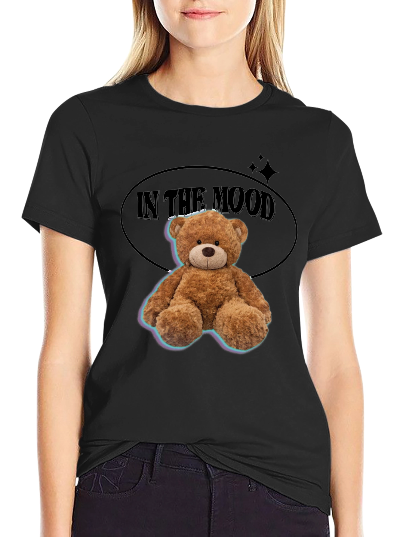 In The Mood Teddy Bear Black T-Shirt