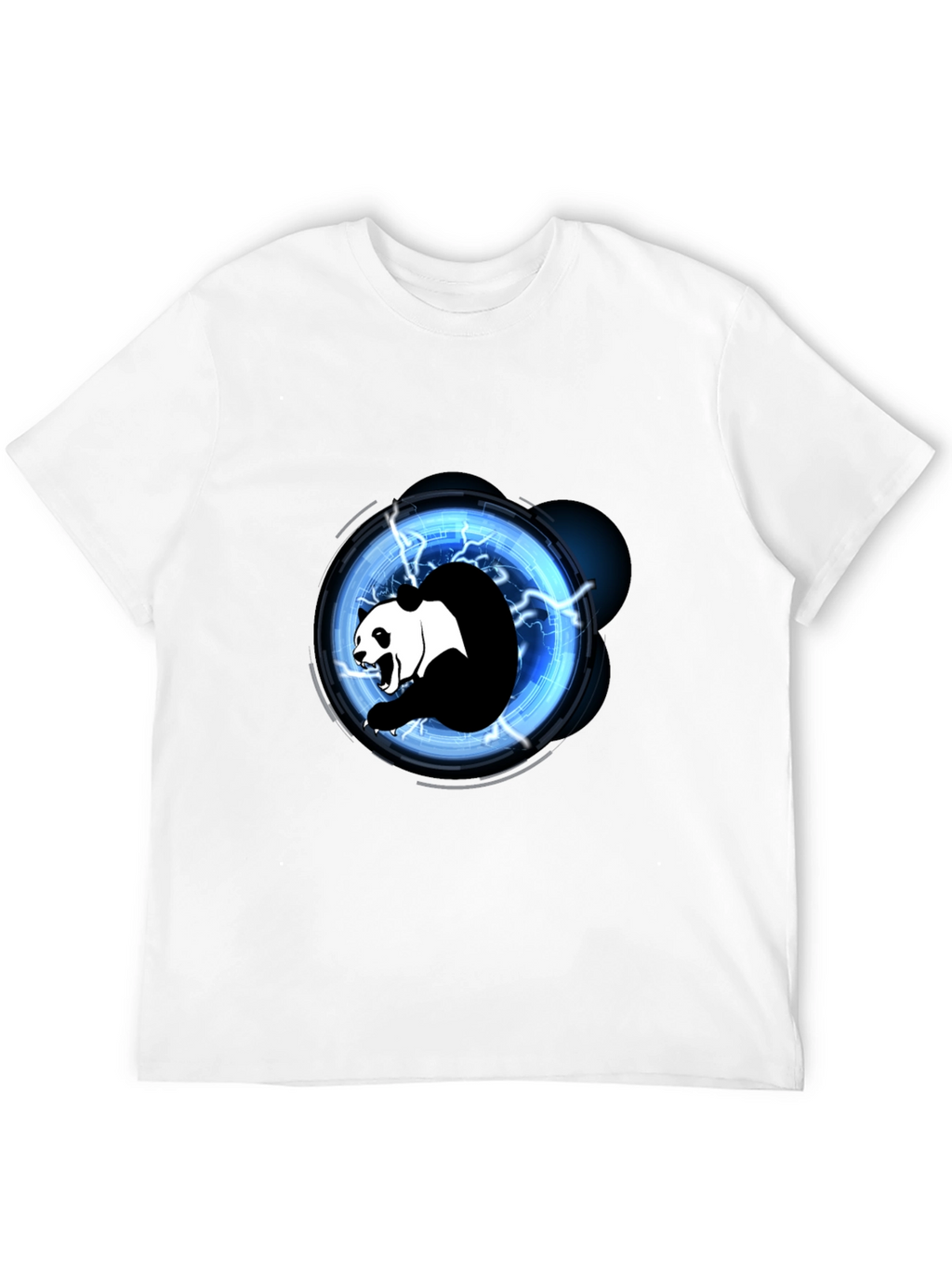 Electric Panda Graphic Tee - Black Cotton Blend