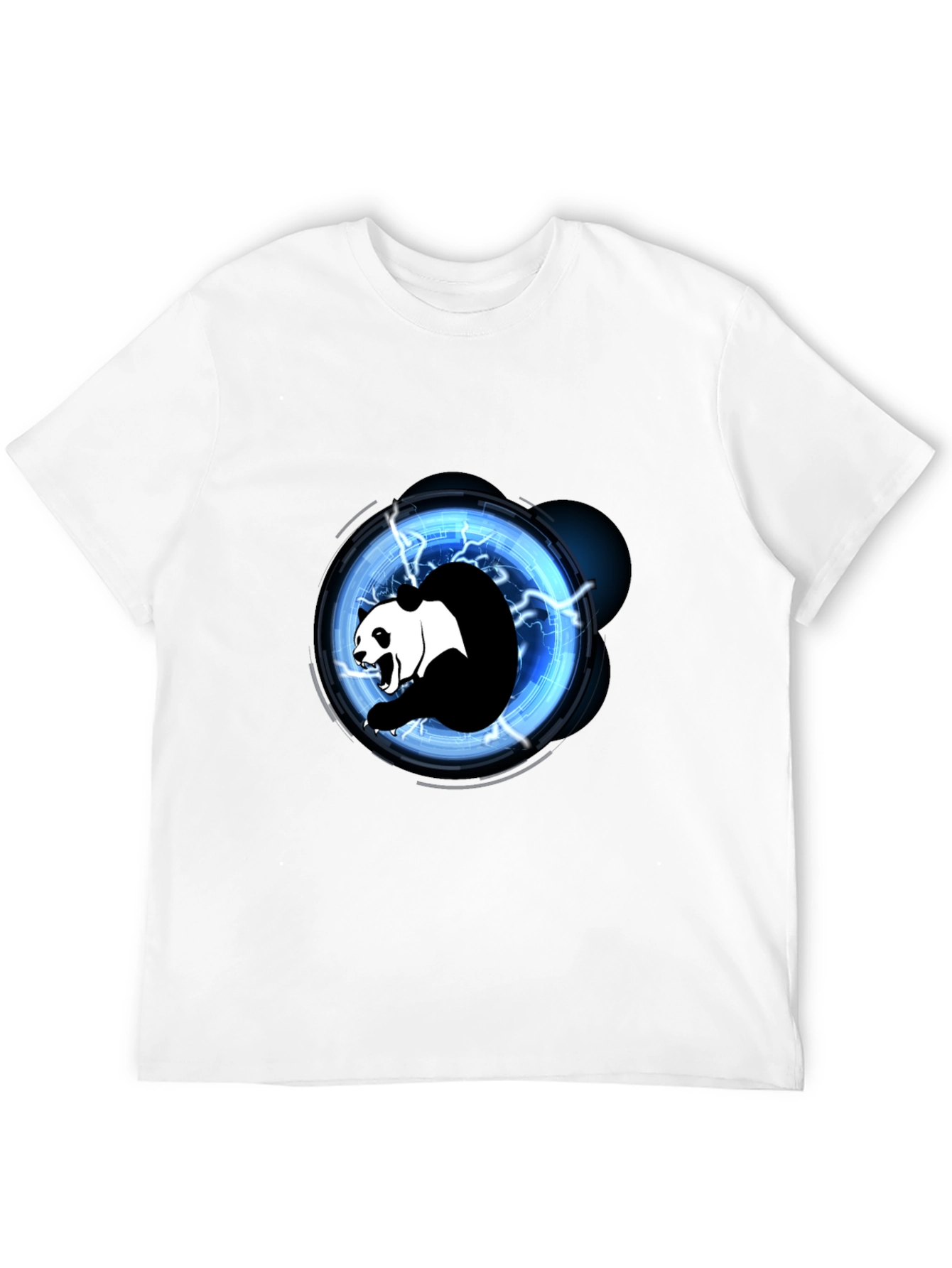 Electric Panda Graphic Tee - Black Cotton Blend