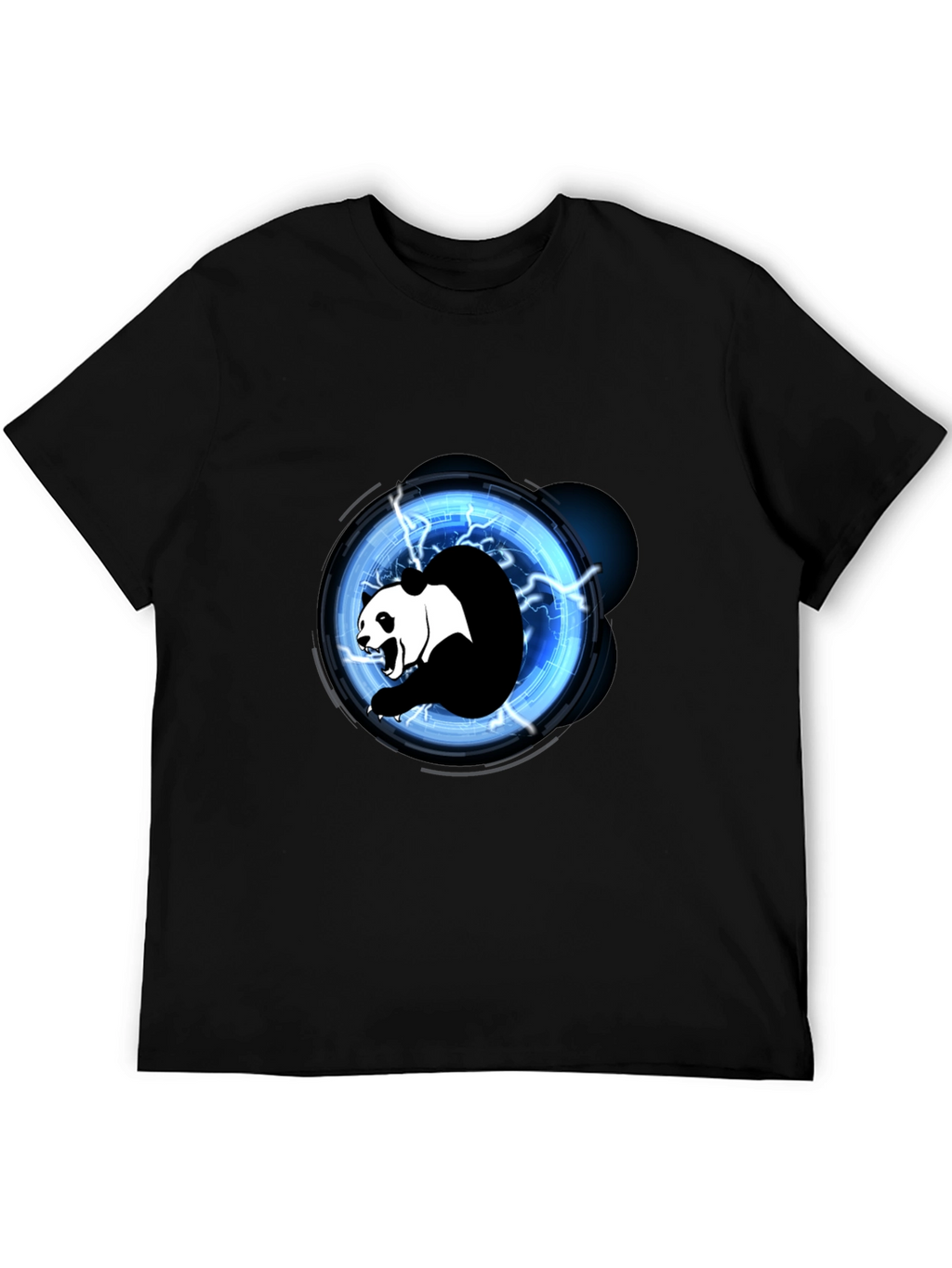 Electric Panda Graphic Tee - Black Cotton Blend