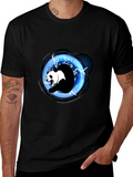 Electric Panda Graphic Tee - Black Cotton Blend