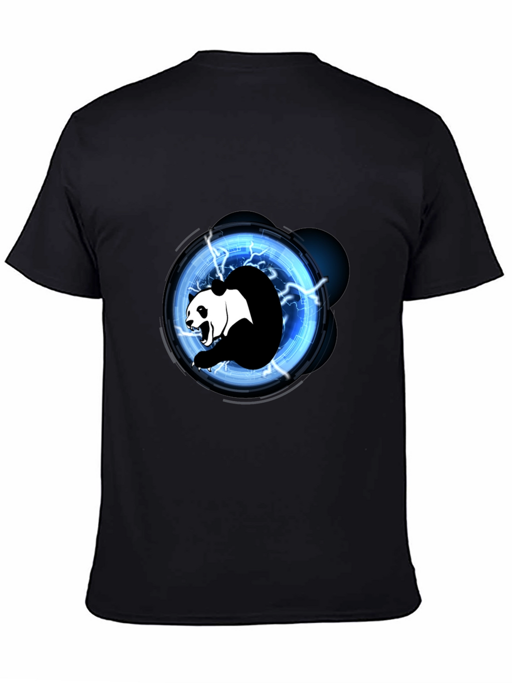 Electric Panda Graphic Tee - Black Cotton Blend