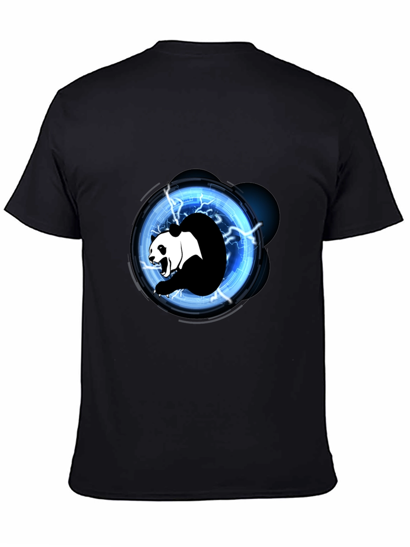 Electric Panda Graphic Tee - Black Cotton Blend