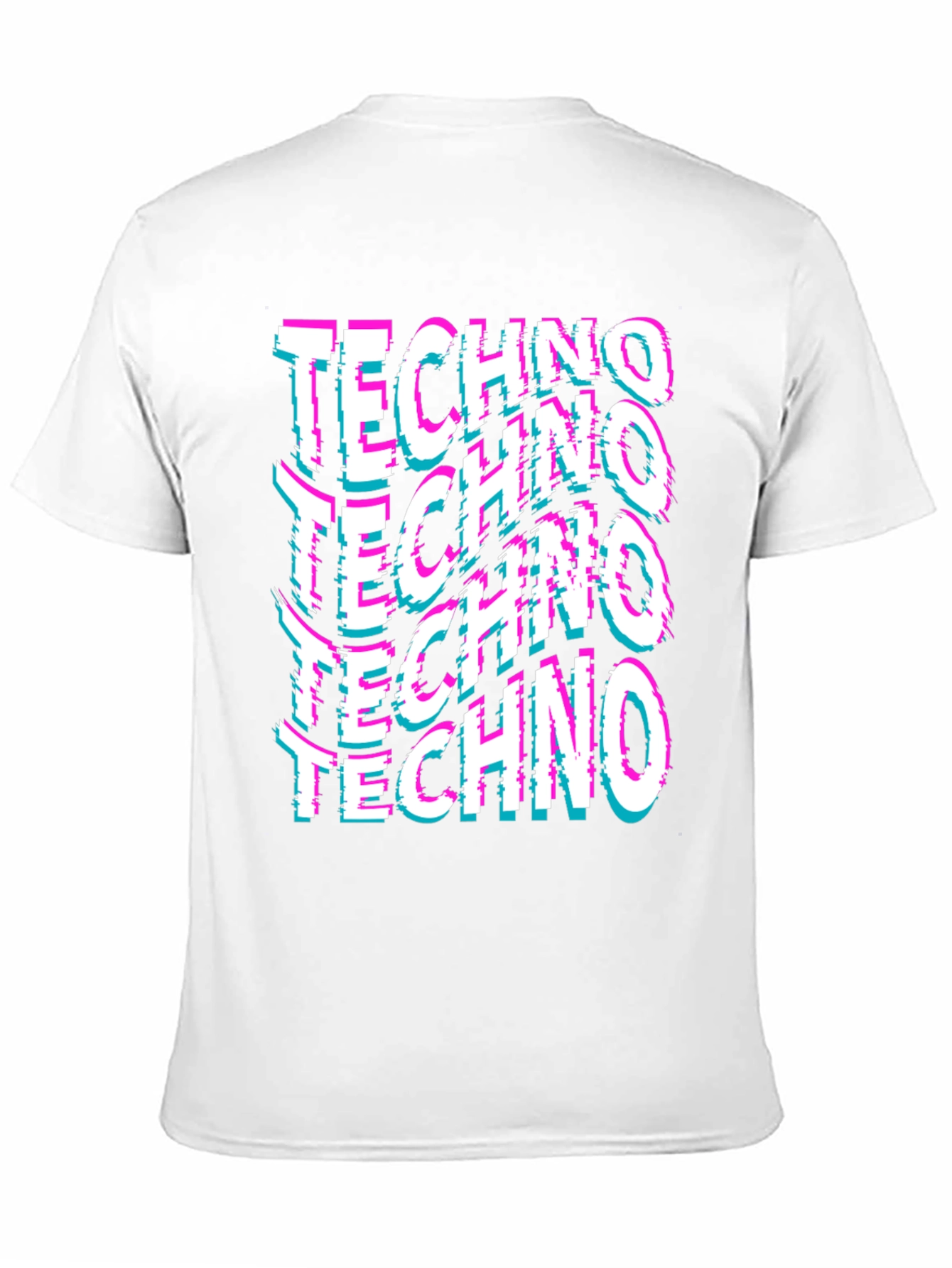 Techno Glitch Print Black T-Shirt