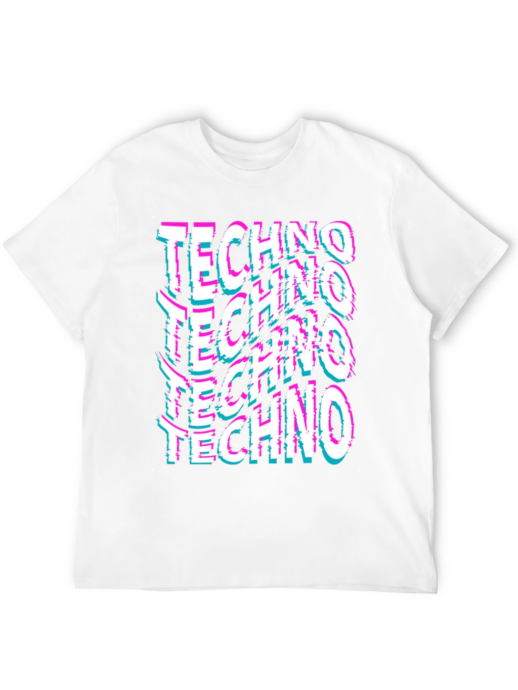 Techno Glitch Print Black T-Shirt