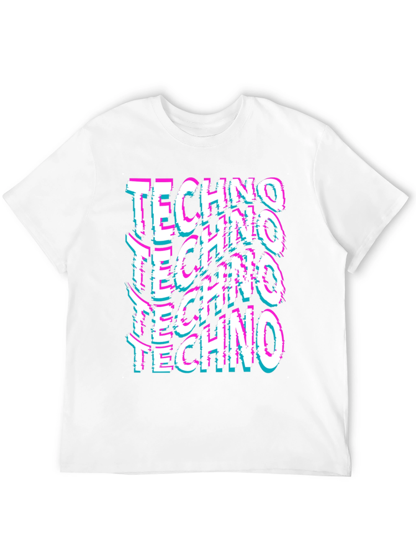 Techno Glitch Print Black T-Shirt