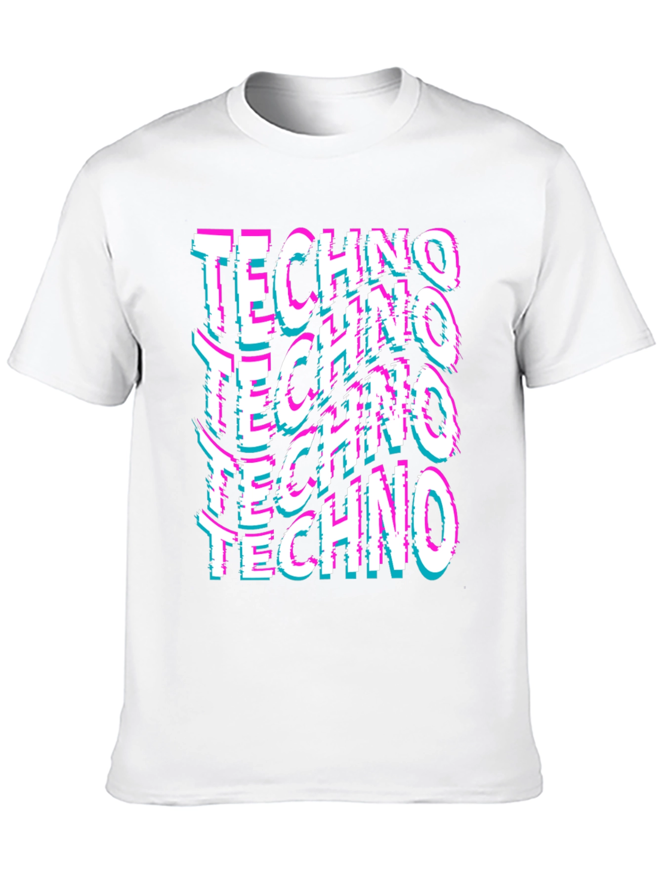 Techno Glitch Print Black T-Shirt