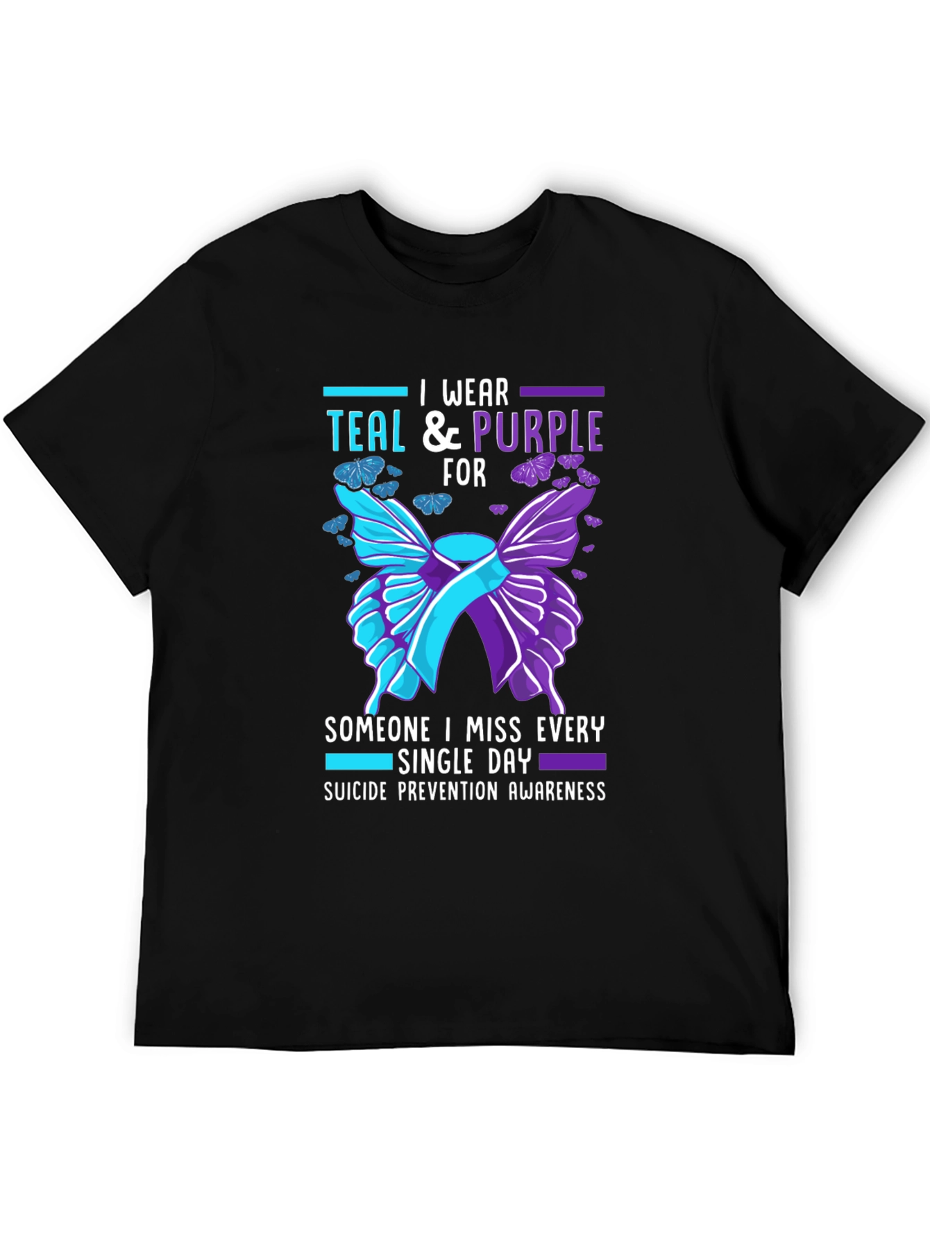 Teal & Purple Suicide Prevention Awareness Butterfly T-Shirt