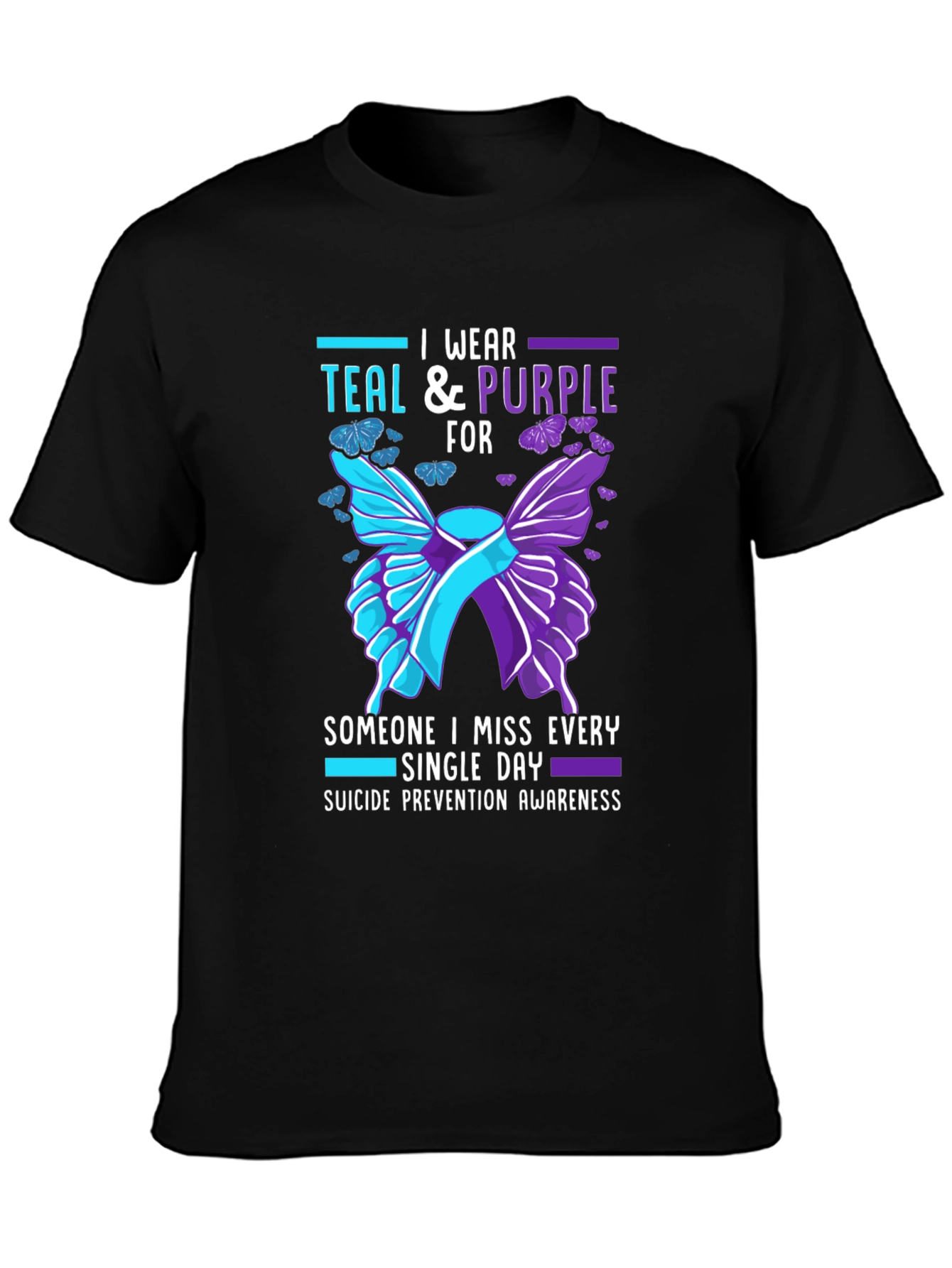 Teal & Purple Suicide Prevention Awareness Butterfly T-Shirt