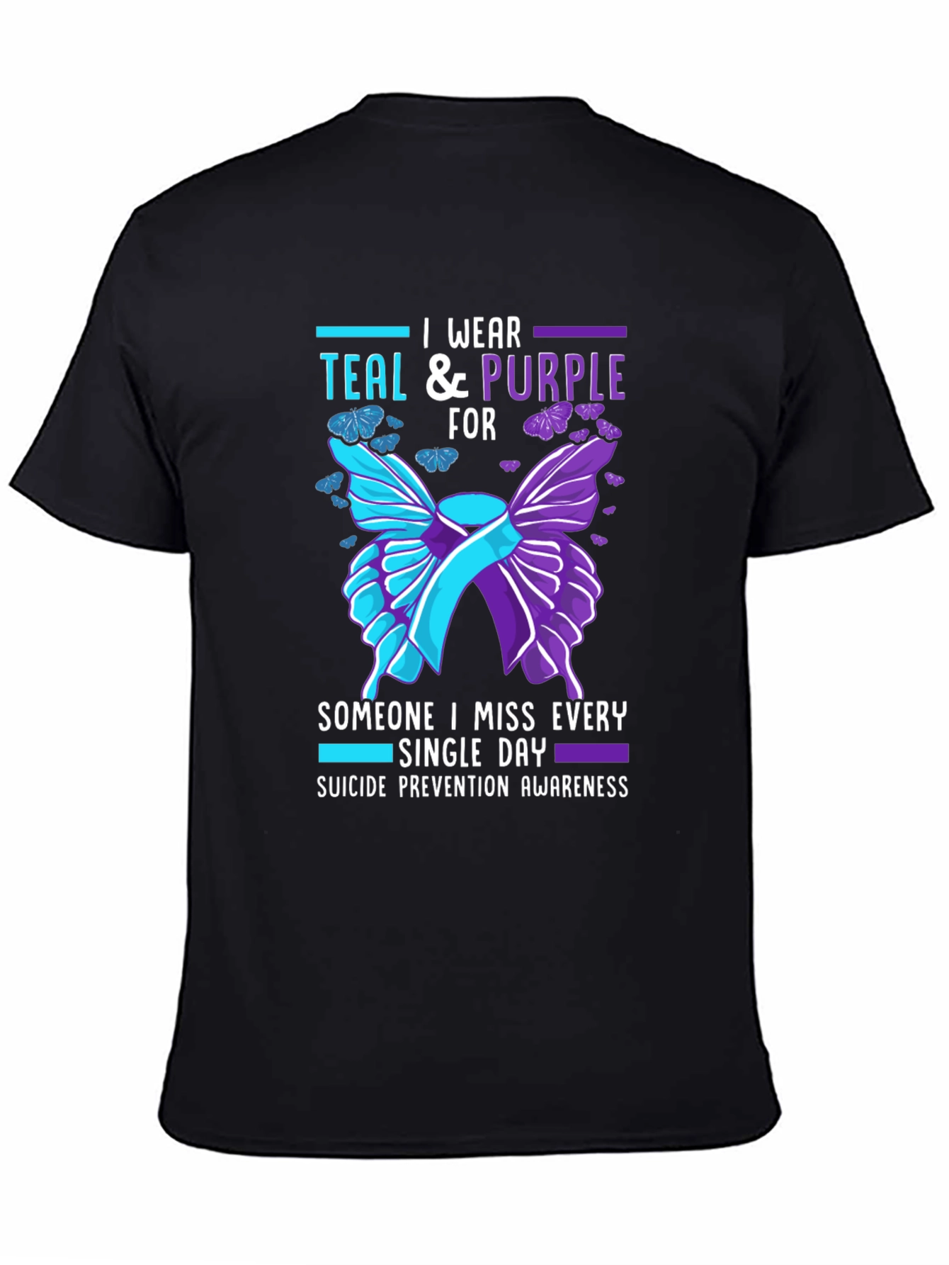 Teal & Purple Suicide Prevention Awareness Butterfly T-Shirt