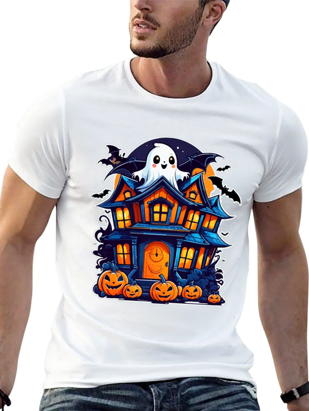 Halloween Haunted House Graphic Tee