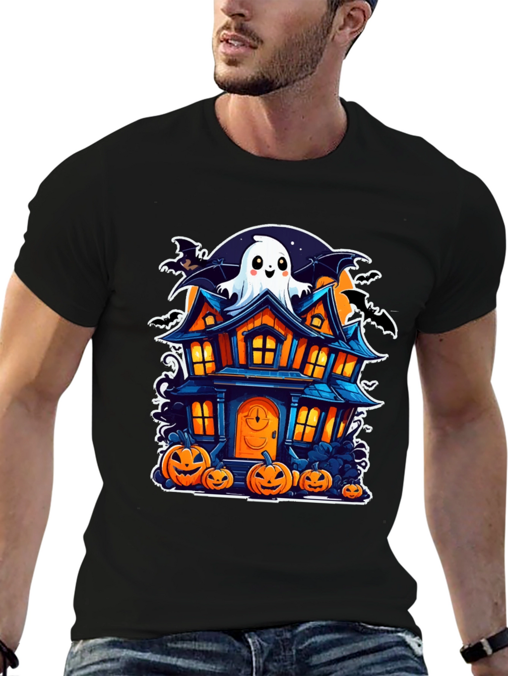 Halloween Haunted House Graphic Tee