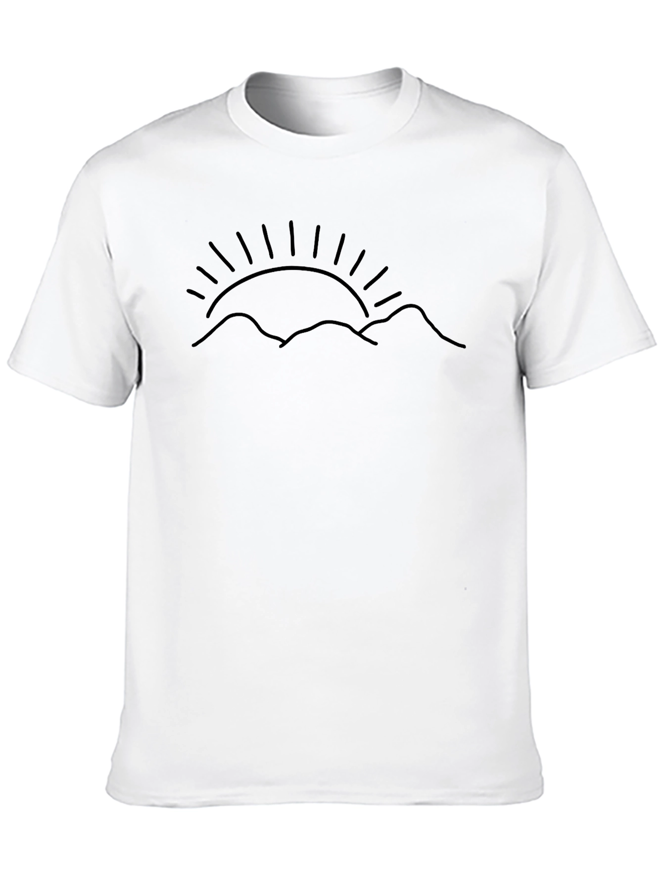 Minimalist Sunrise Mountain Graphic Tee - Black
