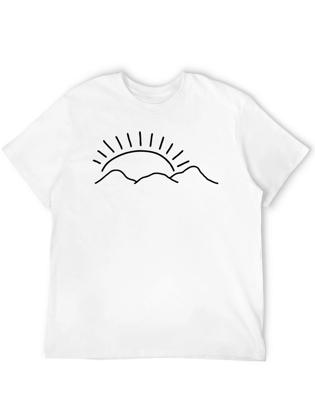 Minimalist Sunrise Mountain Graphic Tee - Black