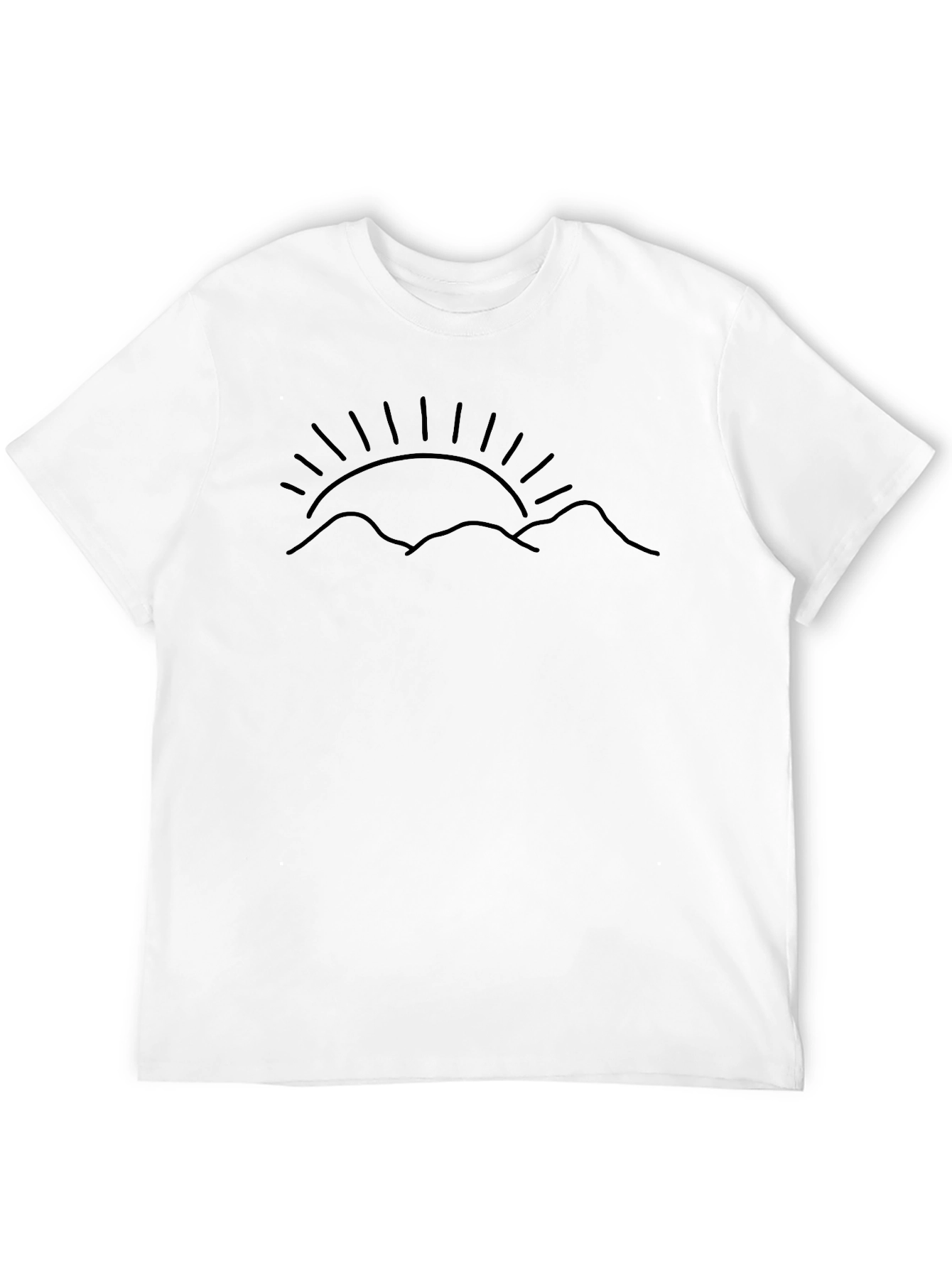 Minimalist Sunrise Mountain Graphic Tee - Black