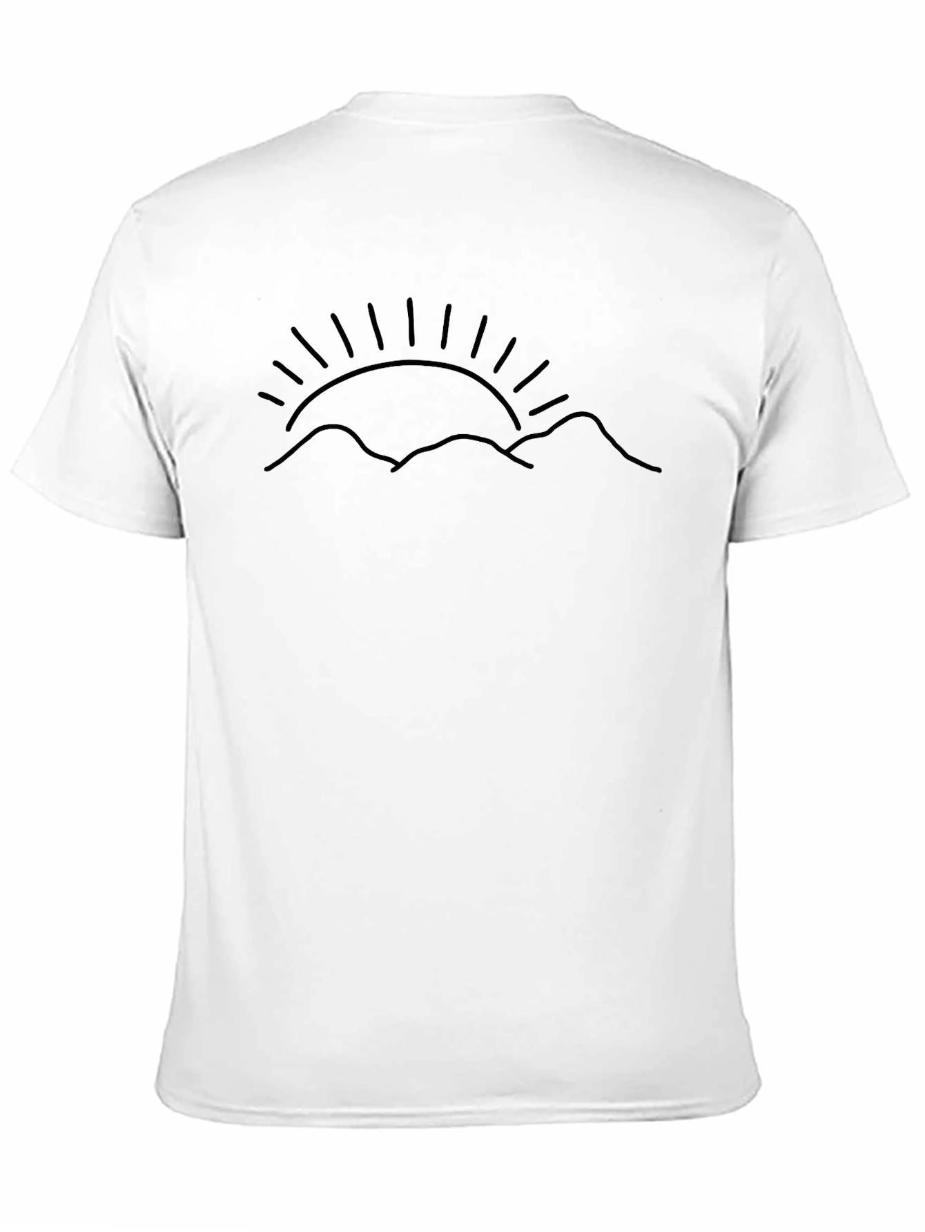 Minimalist Sunrise Mountain Graphic Tee - Black