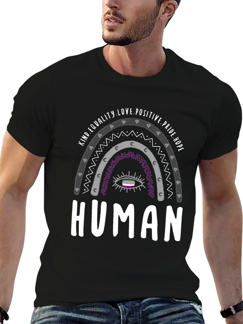 Asexual Pride Rainbow Human T-Shirt