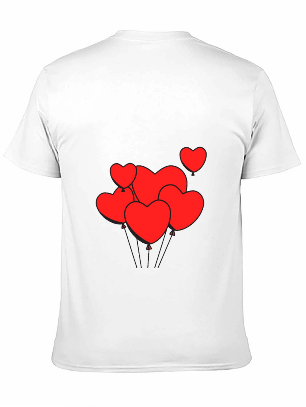 Mens Black T-Shirt with Heart Balloons Graphic