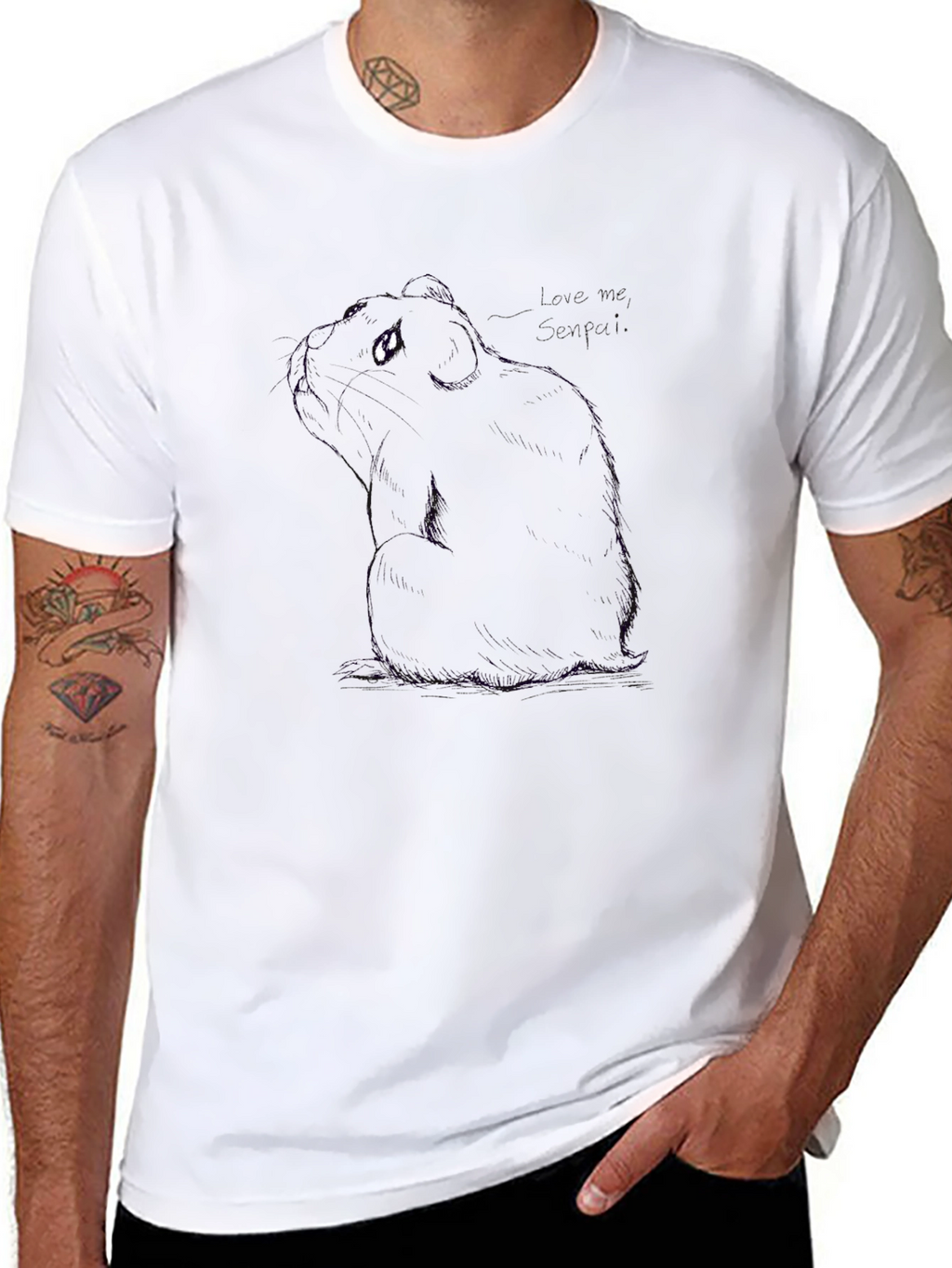 Black T-Shirt with Guinea Pig Design