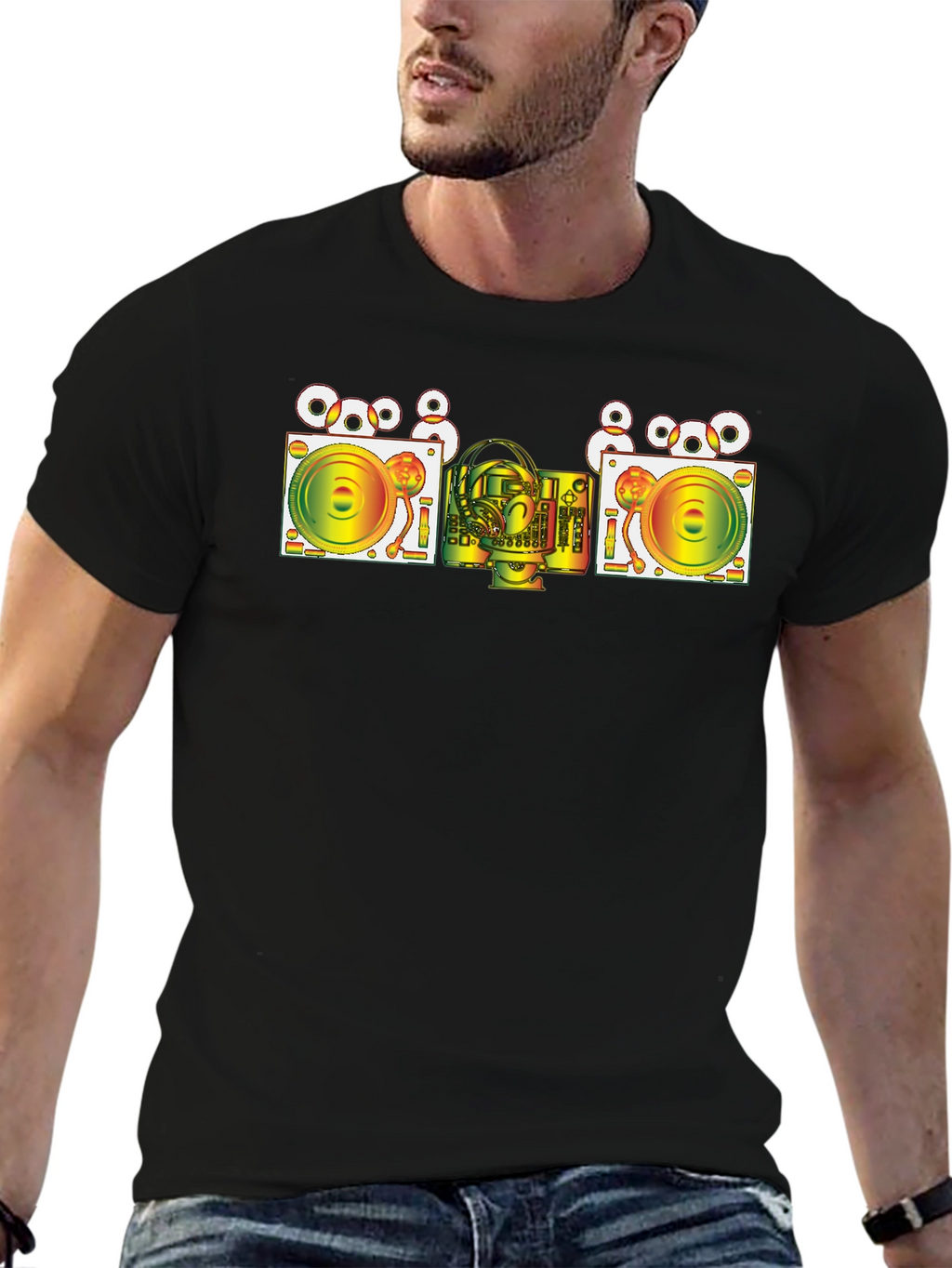 DJ Turntable Graphic T-Shirt - Cool Music Lover Tee