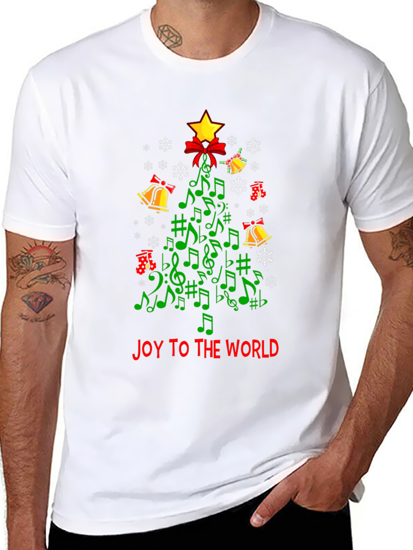 Festive Music Notes Christmas Tree T-Shirt