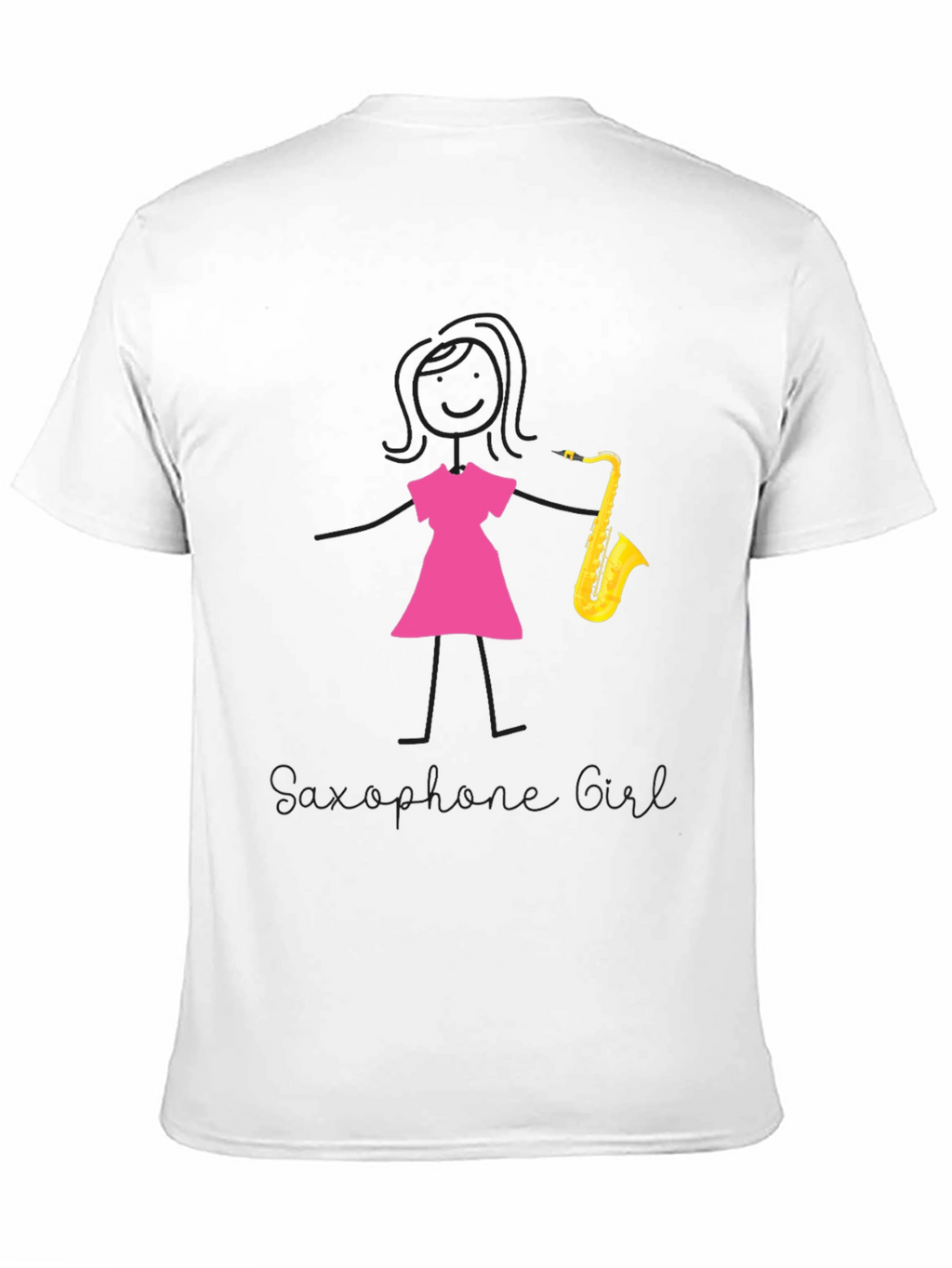 Saxophone Girl Graphic Tee - Black Cotton Casual Shirt