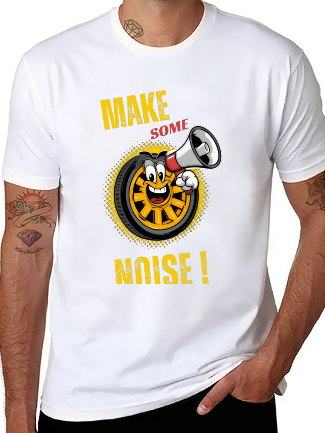 Make Some Noise T-Shirt Funny Cartoon Wheel