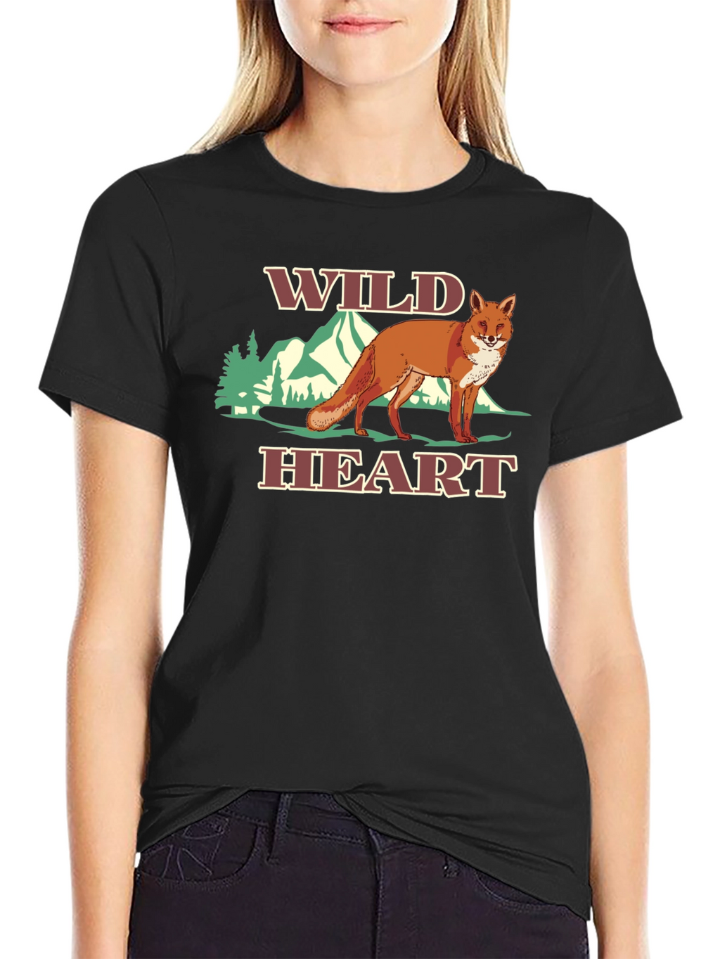 Wild Heart Fox Graphic Tee - Black T-Shirt