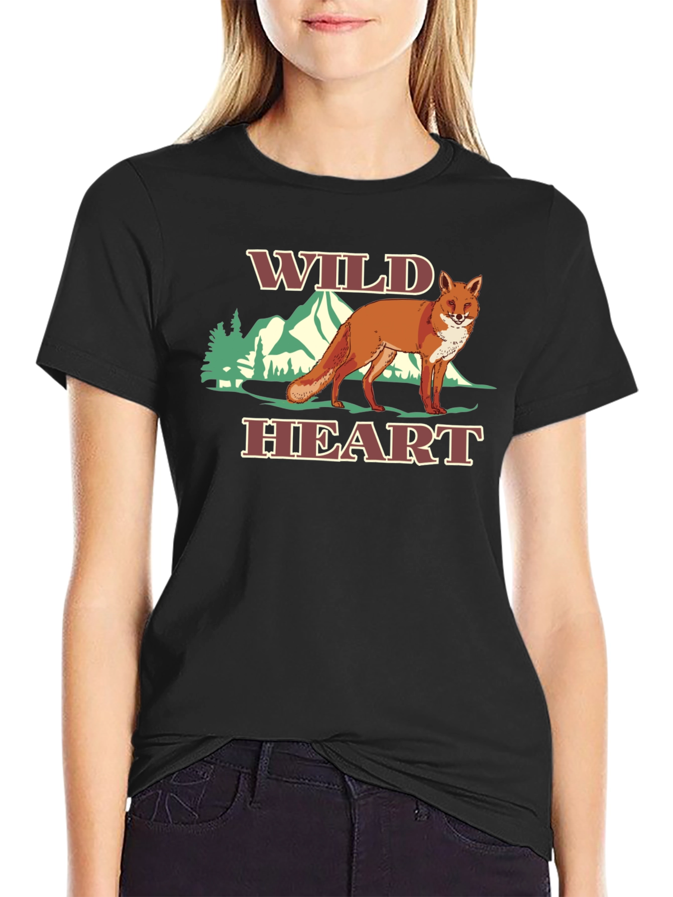 Wild Heart Fox Graphic Tee - Black T-Shirt