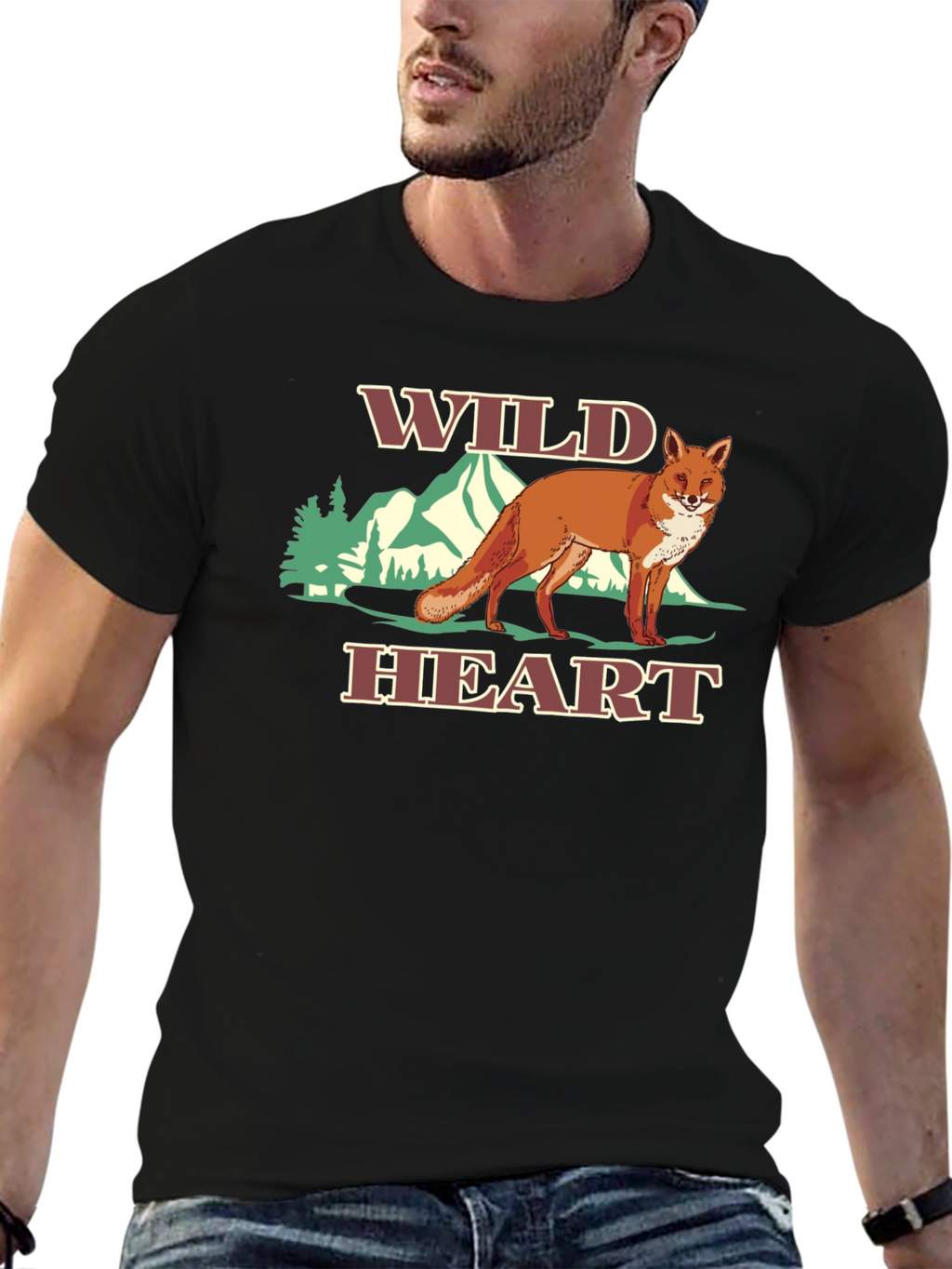 Wild Heart Fox Graphic Tee - Black T-Shirt