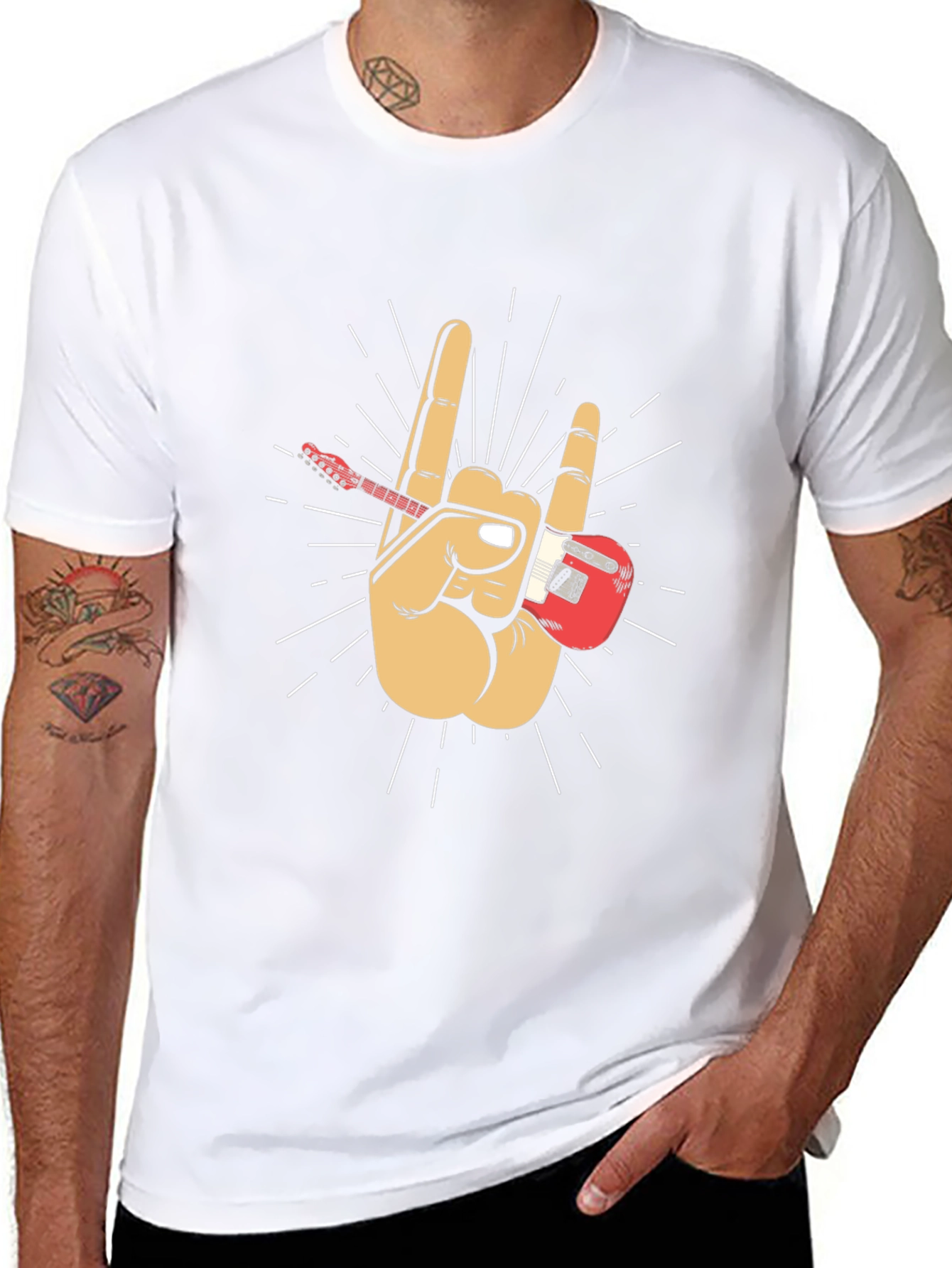 Rock On! Guitar Hand Black T-Shirt
