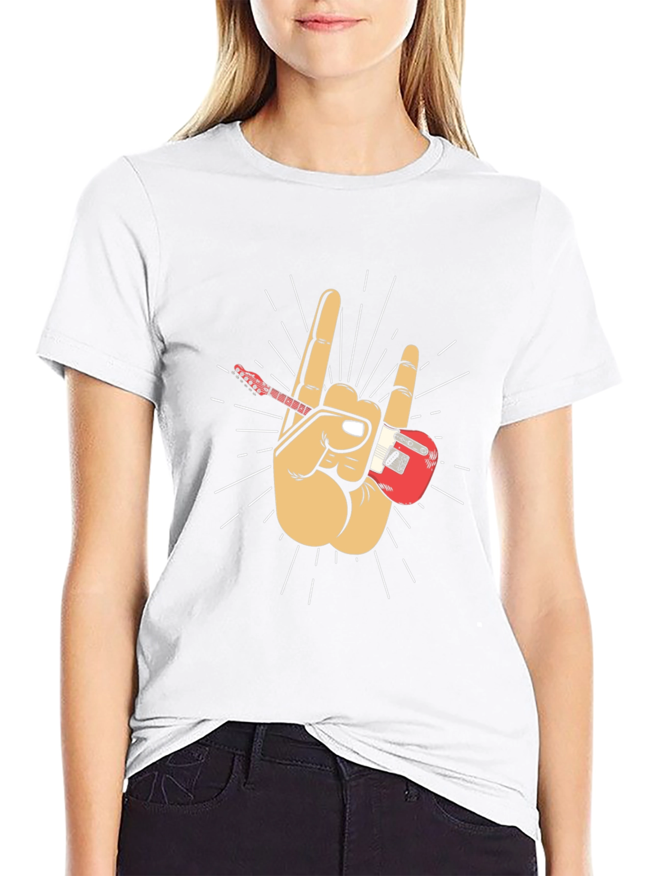 Rock On! Guitar Hand Black T-Shirt