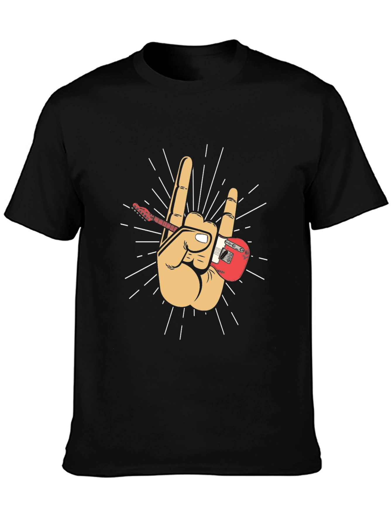 Rock On! Guitar Hand Black T-Shirt