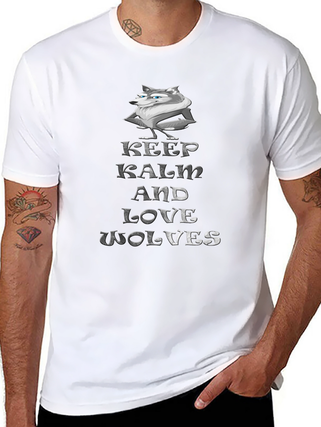 Keep Calm and Love Wolves Graphic T-Shirt